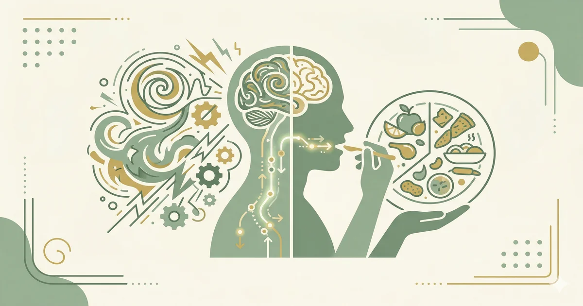 Infografía sobre ansiedad por comer: conexión entre cerebro ansioso y comida