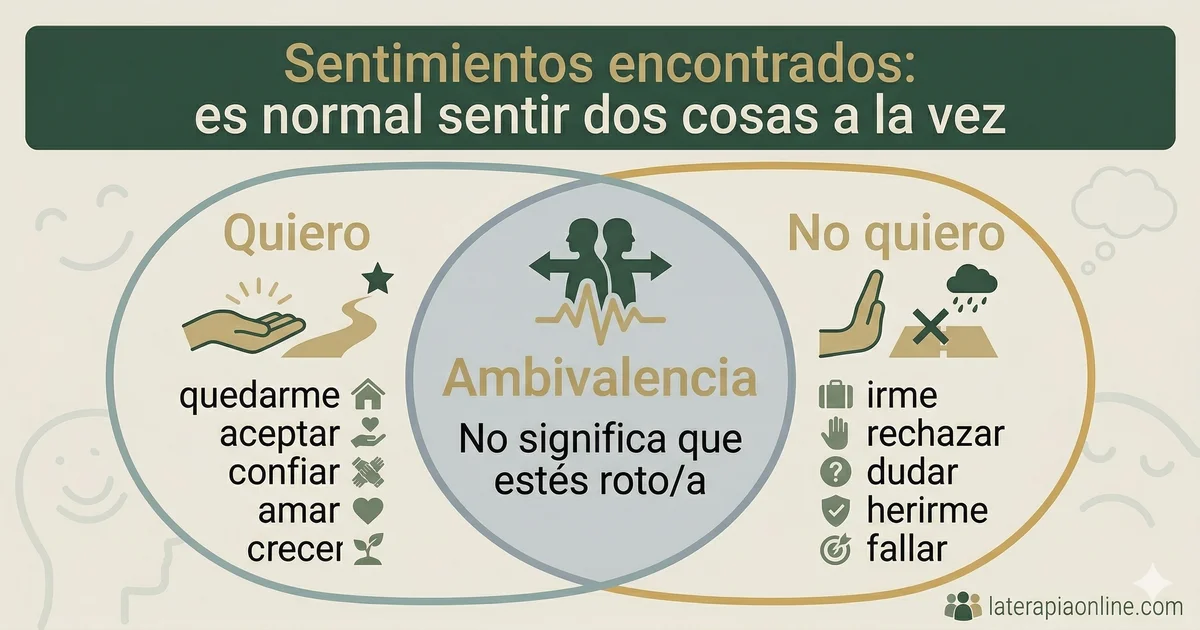 Diagrama de Venn sobre sentimientos encontrados: ambivalencia emocional entre quiero y no quiero