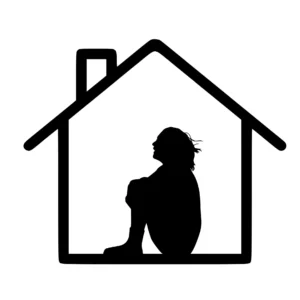 Chica encerrada en una casa - ilustración